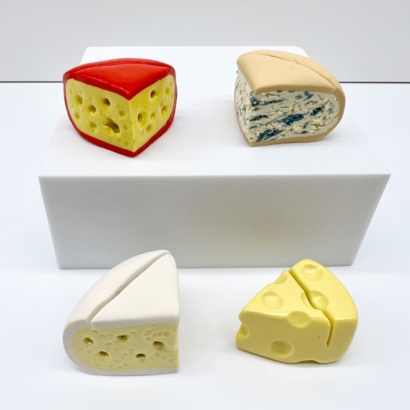 Cheese Place Card Holders - Set of 4 - Handmade Clay Brie, Gouda, Swiss, Blue - Picture 15 of 16